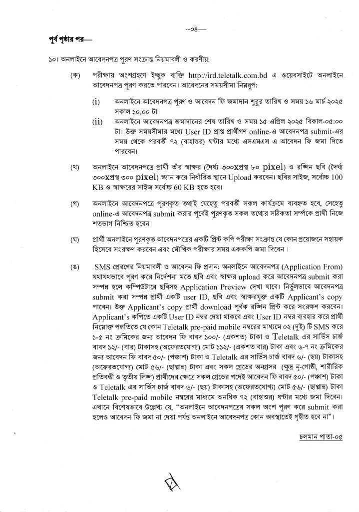 IRD Job Circular