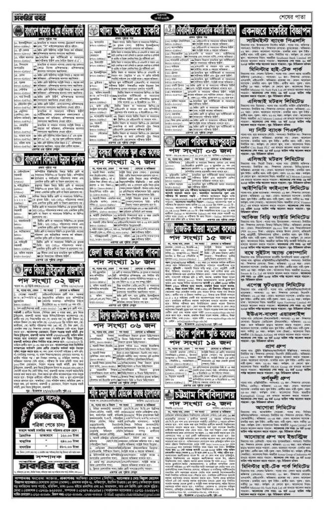 সাপ্তাহিক চাকরির খবর পত্রিকা ১৪