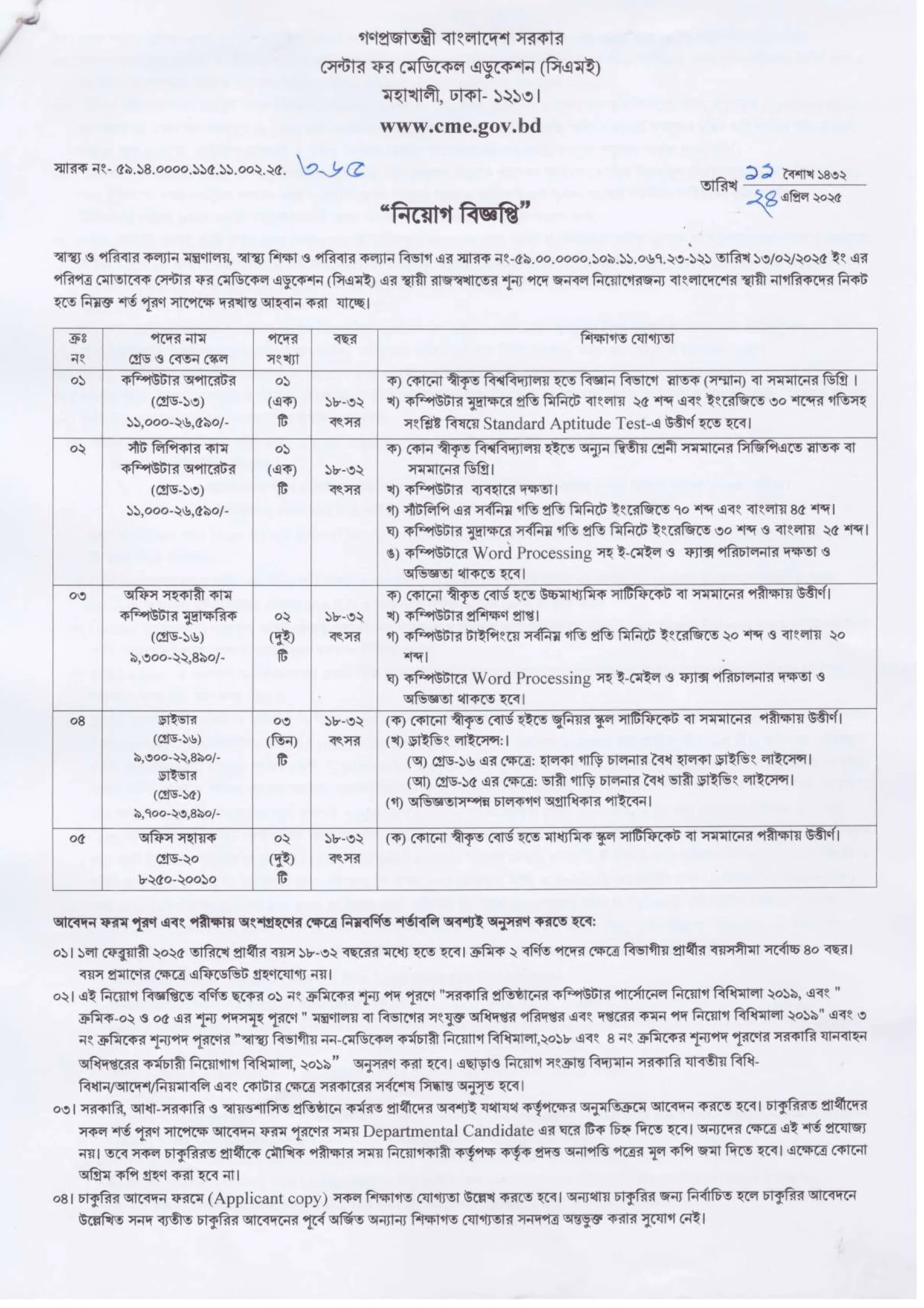 CME Job Circular 2025
