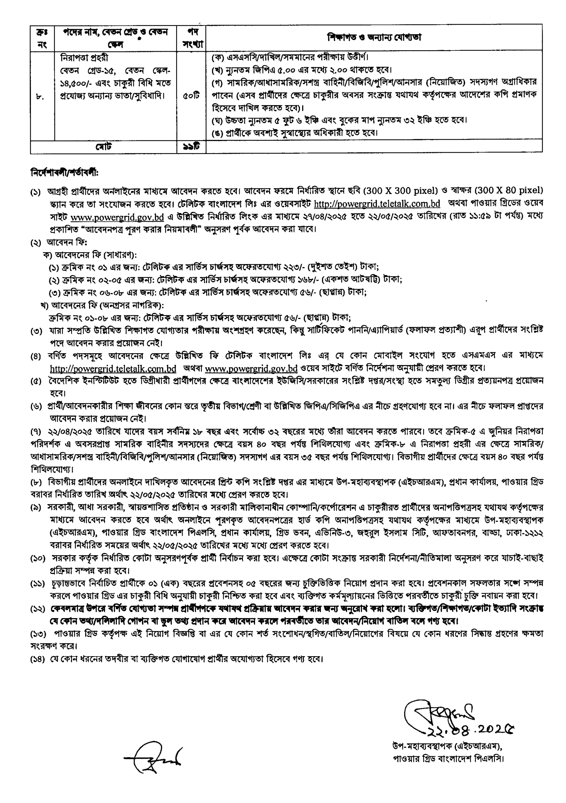 POWERGRID Job Circular 2025